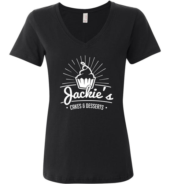 Anvil Ladies Featherweight V Neck - White Logo