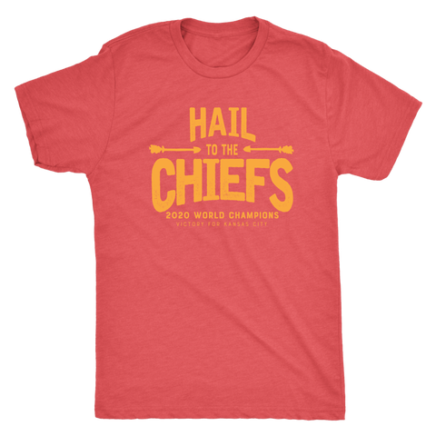 Hail to the Chiefs Mens and Womens Triblend Shirt - Yellow Lettering