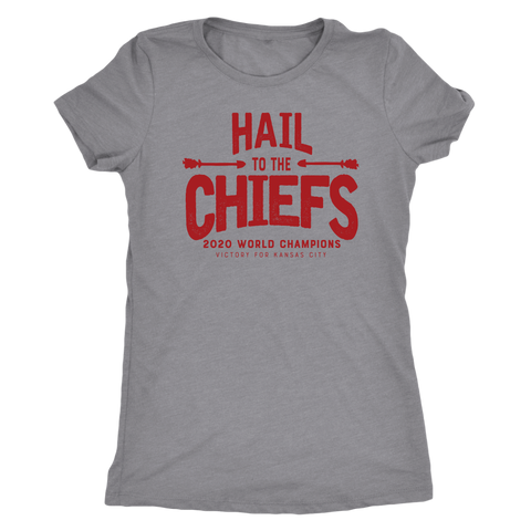 Hail to the Chiefs Mens and Womens Triblend Shirt - Red Lettering