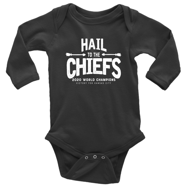 Hail to the Chiefs Long Sleeve Baby Bodysuit - White Lettering